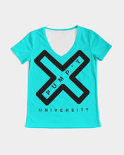 Load image into Gallery viewer, PUMP'T UNIVERSITY LOGO 'X' Women's V-Neck Tee