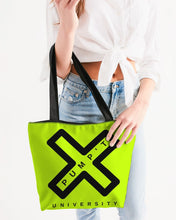 Load image into Gallery viewer, PUMP&#39;T UNIVERSITY LOGO &#39;X&#39; Canvas Zip Tote - Atomic Green
