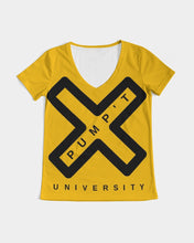 Load image into Gallery viewer, PUMP&#39;T UNIVERSITY LOGO Women&#39;s V-Neck Tee
