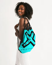 Load image into Gallery viewer, PUMP&#39;T UNIVERSITY LOGO &#39;X&#39; Canvas Drawstring Bag - Blue Volt
