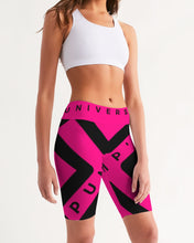 Load image into Gallery viewer, PUMP&#39;T UNIVERSITY LOGO Women&#39;s Mid-Rise Bike Shorts
