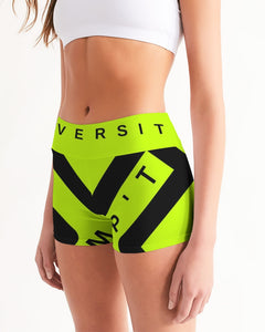 PUMP'T UNIVERSITY LOGO 'X' Women's Mid-Rise Yoga Shorts