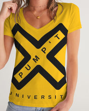 Load image into Gallery viewer, PUMP&#39;T UNIVERSITY LOGO Women&#39;s V-Neck Tee
