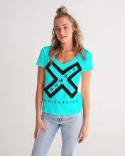 Load image into Gallery viewer, PUMP&#39;T UNIVERSITY LOGO &#39;X&#39; Women&#39;s V-Neck Tee
