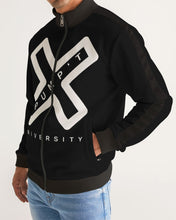 Load image into Gallery viewer, PUMP&#39;T UNIVERSITY LOGO &#39;X&#39; Men&#39;s Stripe-Sleeve Track Jacket
