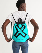 Load image into Gallery viewer, PUMP&#39;T UNIVERSITY LOGO &#39;X&#39; Canvas Drawstring Bag - Blue Volt

