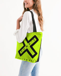 PUMP'T UNIVERSITY LOGO 'X' Canvas Zip Tote - Atomic Green