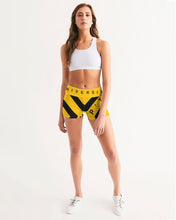 Load image into Gallery viewer, PUMP&#39;T UNIVERSITY LOGO Women&#39;s Mid-Rise Yoga Shorts
