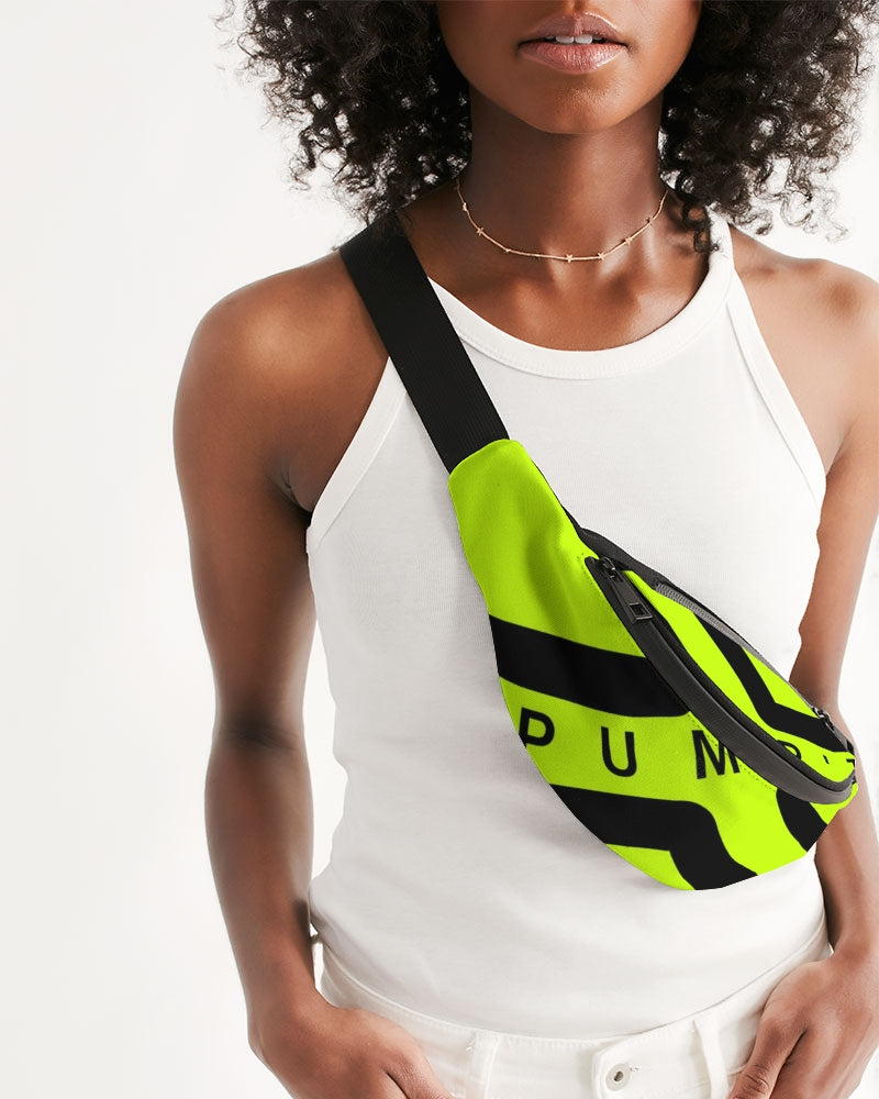 PUMP'T UNIVERSITY LOGO 'X' Crossbody Sling Bag - Atomic Green