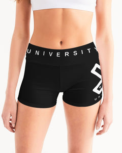 PUMP'T UNIVERSITY LOGO 'X' Women's Mid-Rise Yoga Shorts